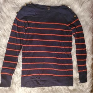 Ann taylor blue with orange stripes sweater